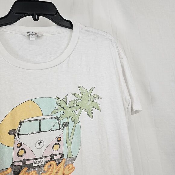 Wildfox Women's M Take Me Away Graphic T-shirt Tee Retro VW Bus White Heathered - Picture 5 of 8
